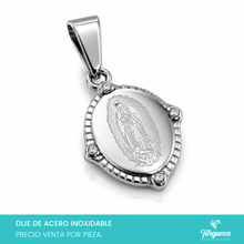 Load image into Gallery viewer, Dije Medalla Virgen Plateado (1.5cm) Acero Inoxidable
