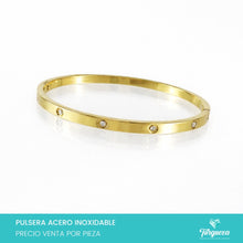 Load image into Gallery viewer, Brazalete Zirconias Dorado Acero Inoxidable
