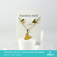 Cargar imagen en el visor de la galería, Conjunto Luna y Nube Dorado Acero Inoxidable

