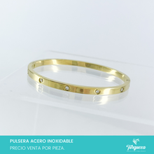 Load image into Gallery viewer, Brazalete Zirconias Dorado Acero Inoxidable
