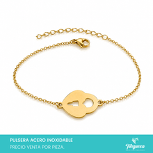 Load image into Gallery viewer, Pulsera Candado Corazon Dorada Acero Inoxidable
