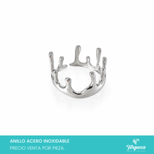 Load image into Gallery viewer, Anillo Corona Plateado Acero Inoxidable
