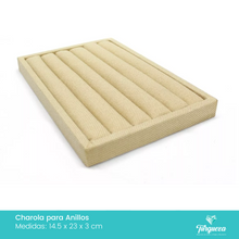 Load image into Gallery viewer, Exhibidor Charola Para Anillos Tela Beige Tipo Yute
