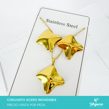Cargar imagen en el visor de la galería, Conjunto Ondulado Dorado Acero Inoxidable
