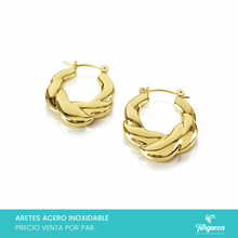 Load image into Gallery viewer, Arete Arracada trenzado Dorado (2.5cm) Acero Inoxidable
