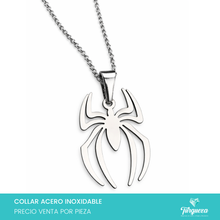 Cargar imagen en el visor de la galería, Collar Araña Plateado Acero Inoxidable
