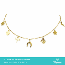 Cargar imagen en el visor de la galería, Collar Dijes de la Fortuna y Primavera Dorado Acero Inoxidable
