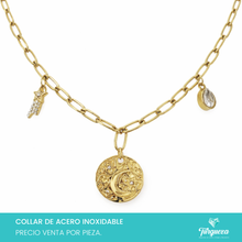 Cargar imagen en el visor de la galería, Collar Charms Luna con Zirconias Acero Inoxidable

