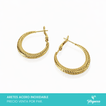 Load image into Gallery viewer, Arete Arracada trenza Dorado (2.5cm) Acero Inoxidable
