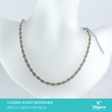Cargar imagen en el visor de la galería, Cadena Choker Torsal Bicolor Grueso Dorado y Plateado  (43cm-6mm) Acero Inoxidable
