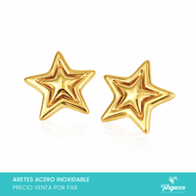 Load image into Gallery viewer, Arete Estrella 2.5cm Dorado Acero Inoxidable
