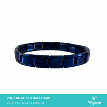Cargar imagen en el visor de la galería, Pulsera Tipo Italiana Azul Metalica (18 charms 8mm x 1cm) Acero Inoxidable
