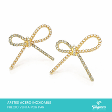 Load image into Gallery viewer, Arete Moño Perlas y Zirconias Dorado 3cm Acero Inoxidable
