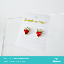 Load image into Gallery viewer, Arete Broquel Fresa Zirconia Dorado (1cm) Acero Inoxidable
