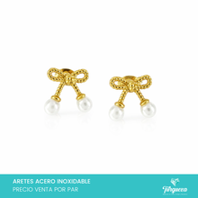 Load image into Gallery viewer, Arete Moño mini Dorado 1cm Acero Inoxidable

