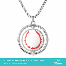 Cargar imagen en el visor de la galería, Collar Pelota Beis Gira Plateado Acero Inoxidable - Dije Rodio
