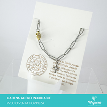 Cargar imagen en el visor de la galería, Collar San benito Cruz zirconia Acero Inoxidable
