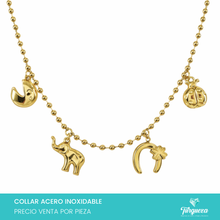 Load image into Gallery viewer, Collar Charms de la Suerte y Abundancia Dorado  Acero Inoxidable
