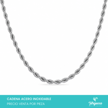 Cargar imagen en el visor de la galería, Cadena Torsal Plateada(60cm-4mm) Acero Inoxidable
