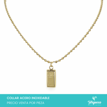 Cargar imagen en el visor de la galería, Collar Lingote Dorado Acero Inoxidable
