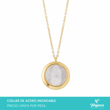 Cargar imagen en el visor de la galería, Collar Medalla Virgen Perla Madre Acero Inoxidable
