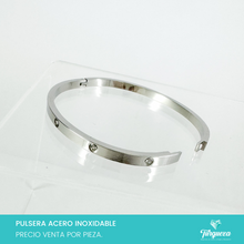 Cargar imagen en el visor de la galería, Brazalete Zirconias Plateado Acero Inoxidable
