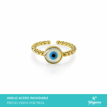 Load image into Gallery viewer, Anillo Ojo Dorado Acero Inoxidable
