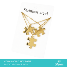 Load image into Gallery viewer, Collares Rompecabezas Set 3 piezas Dorado Acero Inoxidable
