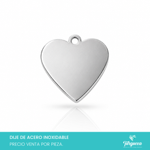 Load image into Gallery viewer, Dije Placa Grabado Corazon Acero Inoxidable
