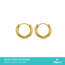 Load image into Gallery viewer, Arete Hoop 1cm Dorado Acero Inoxidable

