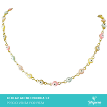 Cargar imagen en el visor de la galería, Collar Choker Ojos Multicolor Pastel Dorado Acero Inoxidable

