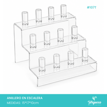 Cargar imagen en el visor de la galería, Exhibidor anillos escalera transparente
