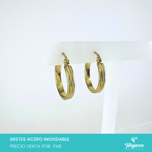 Load image into Gallery viewer, Arete Arracada Plana Dorado 2cm Acero Inoxidable
