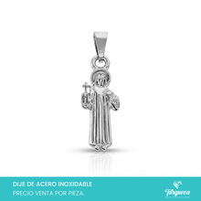 Cargar imagen en el visor de la galería, Dije San Benito CH Plateado (2.5cm) Acero Inoxidable

