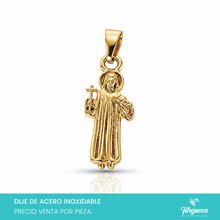 Cargar imagen en el visor de la galería, Dije San Benito CH Dorado (2.5cm) Acero Inoxidable
