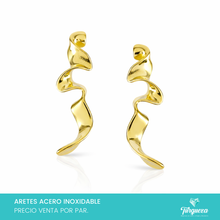 Cargar imagen en el visor de la galería, Arete Curly Dorado (4cm) Acero Inoxidable
