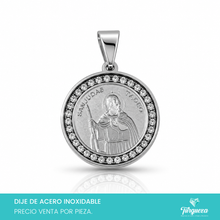 Cargar imagen en el visor de la galería, Dije Medalla San Judas Plateado Acero Inoxidable
