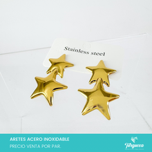 Load image into Gallery viewer, Arete Estrellas Chunky 4cm Acero Inoxidable
