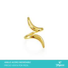 Load image into Gallery viewer, Anillo Curly Dorado Acero Inoxidable
