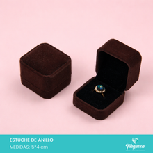Load image into Gallery viewer, Estuche Café Oscuro Afelpado para Anillo (5x4cm)

