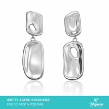 Cargar imagen en el visor de la galería, Arete Plateado (4cm) Acero Inoxidable
