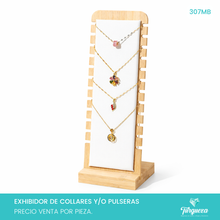 Load image into Gallery viewer, Exhibidor Para Collares y/o Pulseras Vertical Vinipiel Blanca
