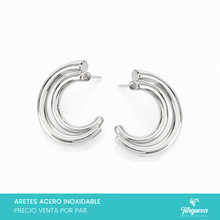 Load image into Gallery viewer, Arete Plateado (3cm) Acero Inoxidable
