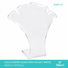 Cargar imagen en el visor de la galería, Exhibidor Cuello A GDE Collar y Aretes Transparente Glass
