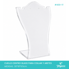 Cargar imagen en el visor de la galería, Exhibidor Cuello B GDE Collar y Aretes Transparente Glass
