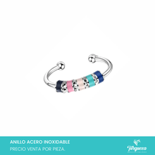 Load image into Gallery viewer, Anillo Ansiedad Colores Ajustable Plateado Acero Inoxidable
