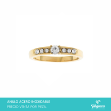 Load image into Gallery viewer, Anillo Zirconias Dorado Acero Inoxidable
