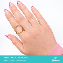 Load image into Gallery viewer, Anillo Onda Dorado Acero Inoxidable
