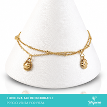 Cargar imagen en el visor de la galería, Pulsera Tobillera Soles Dorado Acero Inoxidable
