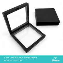 Load image into Gallery viewer, Caja de Joyería Con Pelicula Transparente Efecto Flotante Negra (9x9x2cm)
